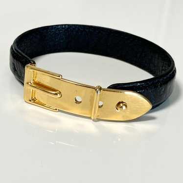 GUCCI Vintage Bracelet Black Gold Belt☆ - image 1