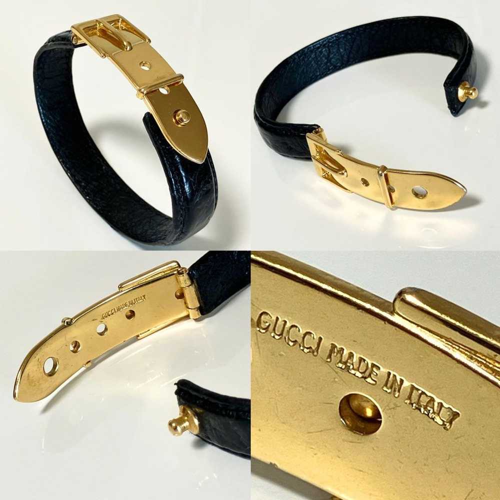 GUCCI Vintage Bracelet Black Gold Belt☆ - image 4