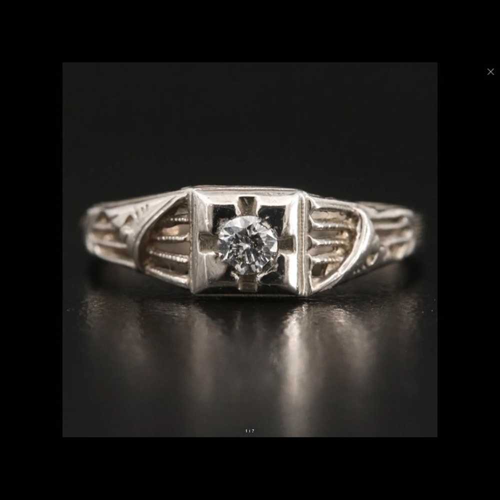 Art deco 14k 0.10CT diamond ring - image 1