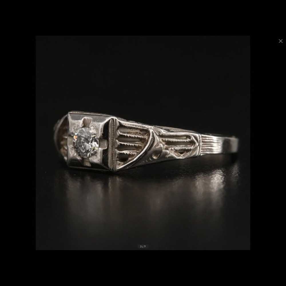 Art deco 14k 0.10CT diamond ring - image 3