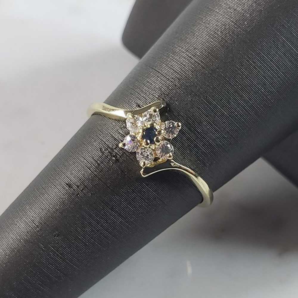 Womens Vintage Estate 14K Yellow Gold Diamond Sap… - image 1