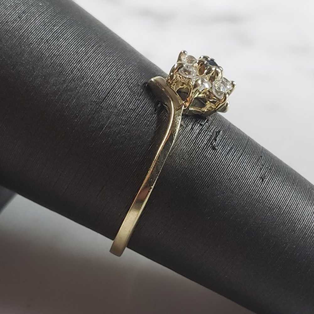 Womens Vintage Estate 14K Yellow Gold Diamond Sap… - image 2