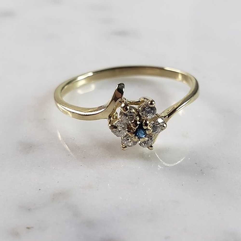 Womens Vintage Estate 14K Yellow Gold Diamond Sap… - image 4