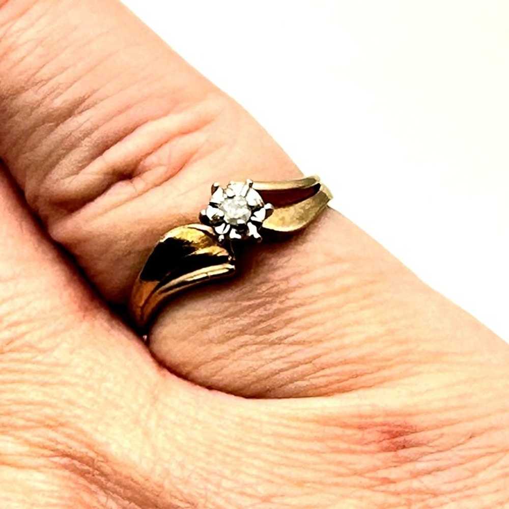 Womens Ring 10K Yellow Gold Diamond 1.5 Gram Size… - image 6