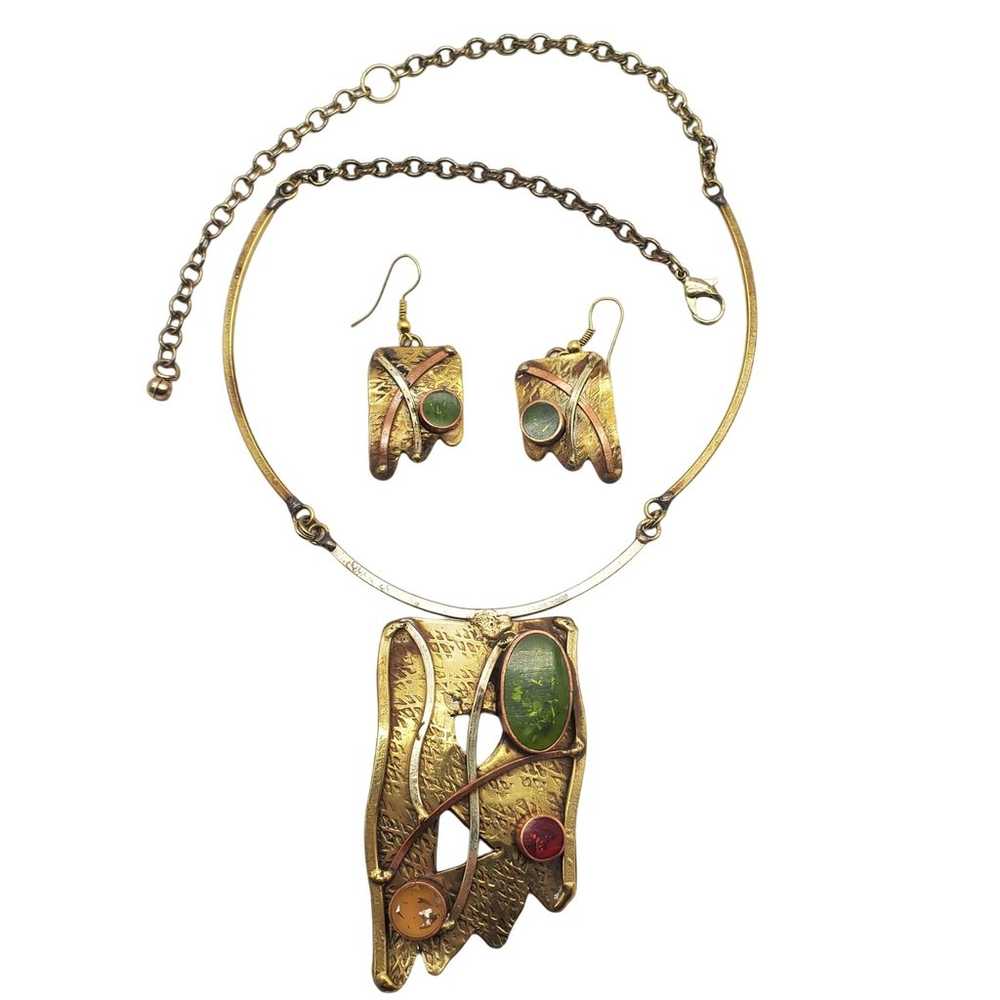 Confetti Lucite Pendant Necklace & Drop Earrings … - image 12