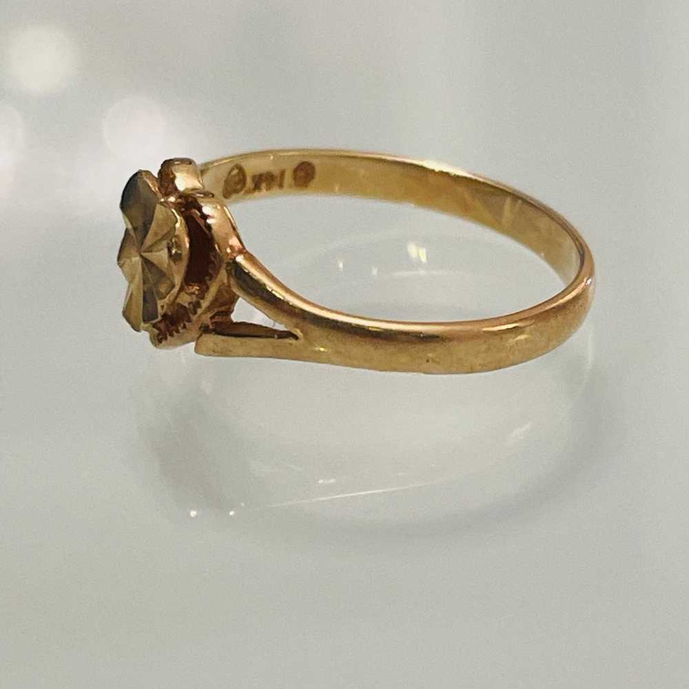 14k Gold Beverly Hills Gold Etched Heart Pinky Ri… - image 4