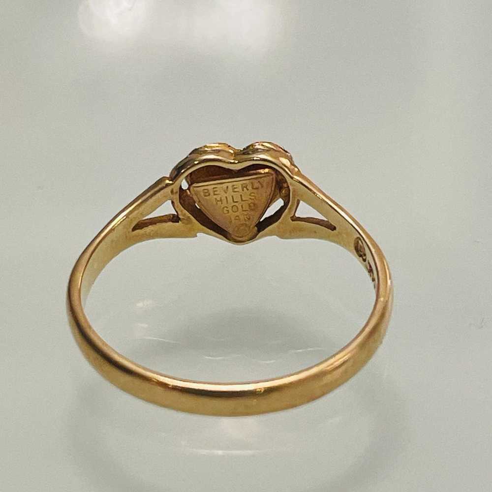 14k Gold Beverly Hills Gold Etched Heart Pinky Ri… - image 5