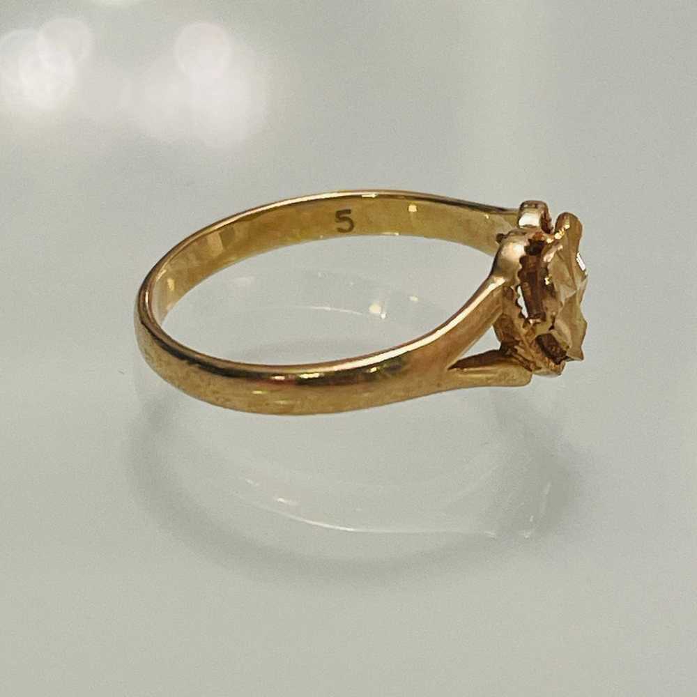 14k Gold Beverly Hills Gold Etched Heart Pinky Ri… - image 6