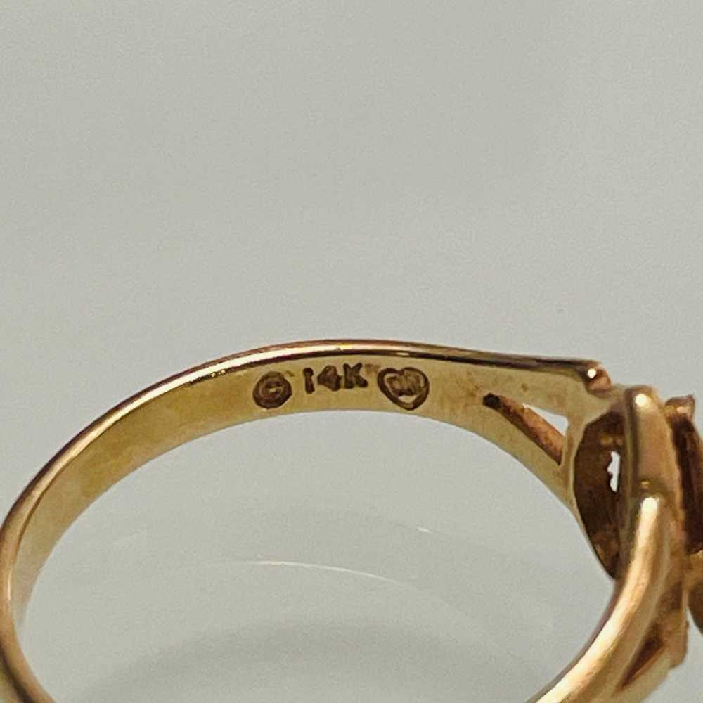 14k Gold Beverly Hills Gold Etched Heart Pinky Ri… - image 7