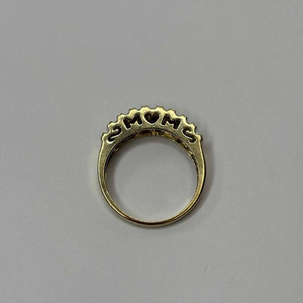 Vintage 10K Yellow Gold Diamond Mom Ring - image 6