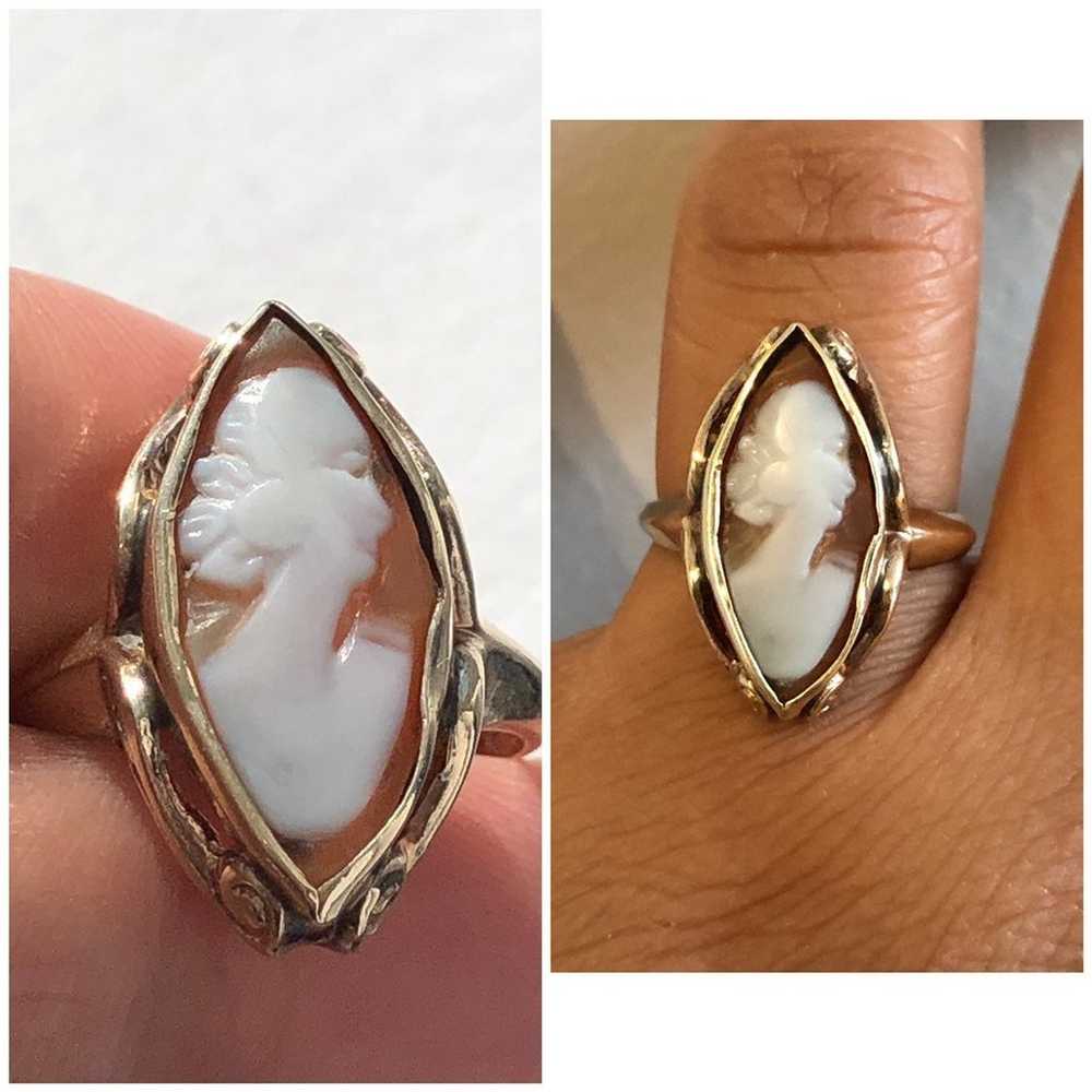 Vintage 10KT Yellow Gold Cameo Ring - image 4