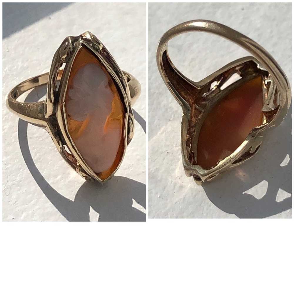 Vintage 10KT Yellow Gold Cameo Ring - image 5