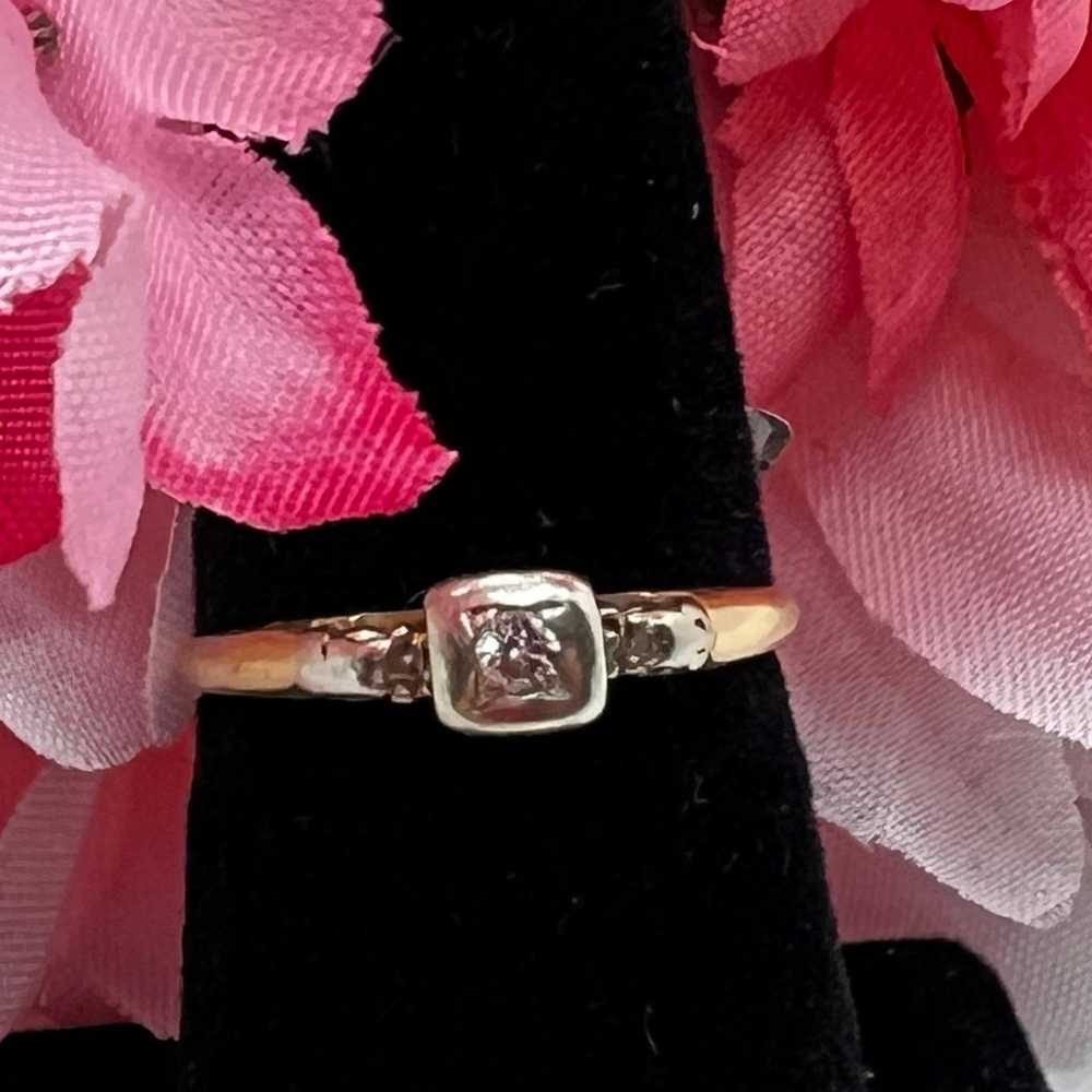 Vintage 14k gold & diamond ring - image 2