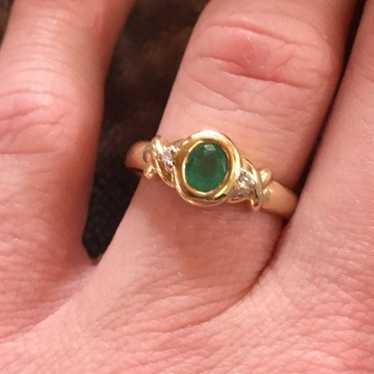 14k Emerald And Diamond Ring