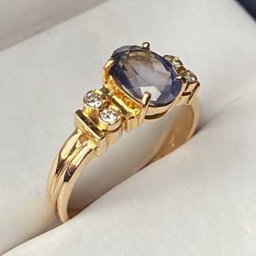 Solid 14K Gold Tanzanite & Diamond Ring