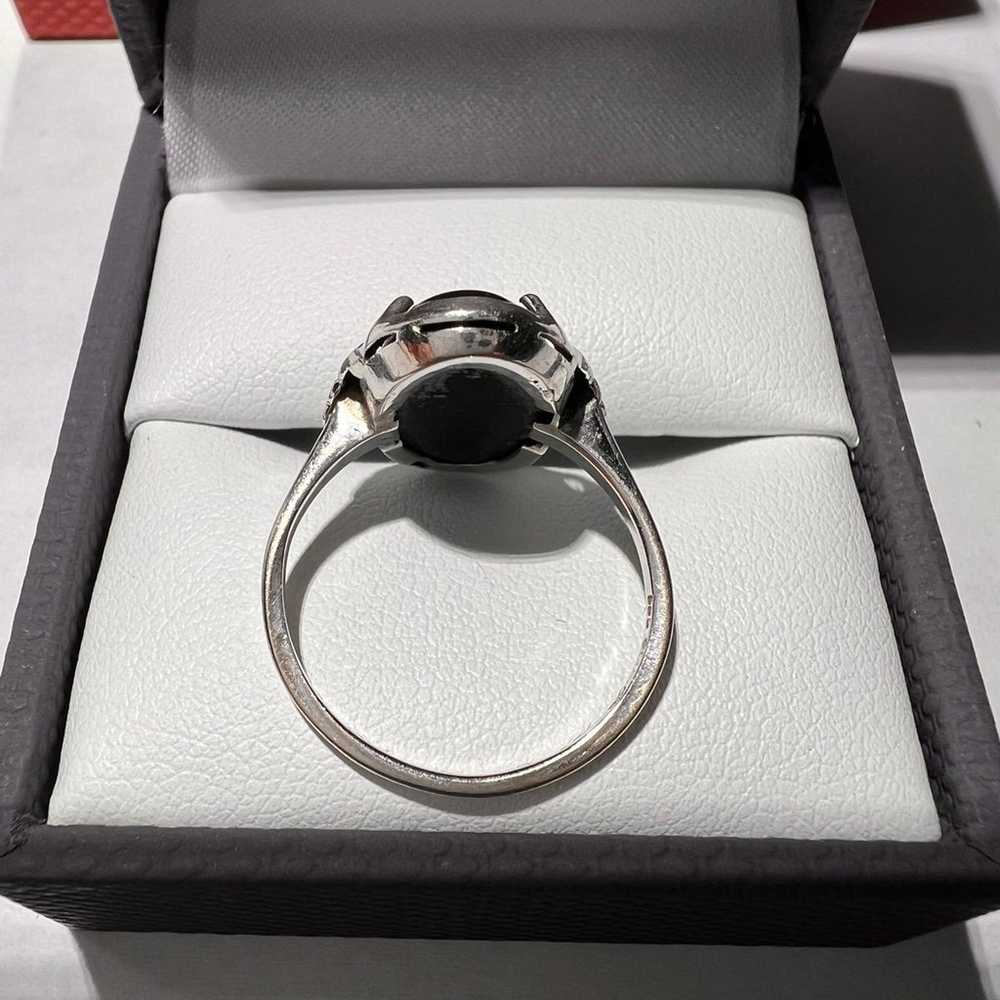 VINTAGE STYLE 14K WHITE GOLD BLACK ONYX RING - image 6