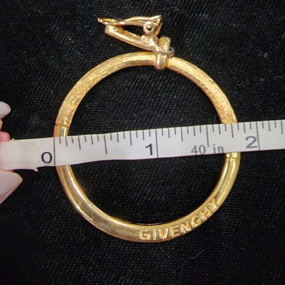 Givenchy Vintage Clip Gold Tone Logo Hoop Earrings - image 2