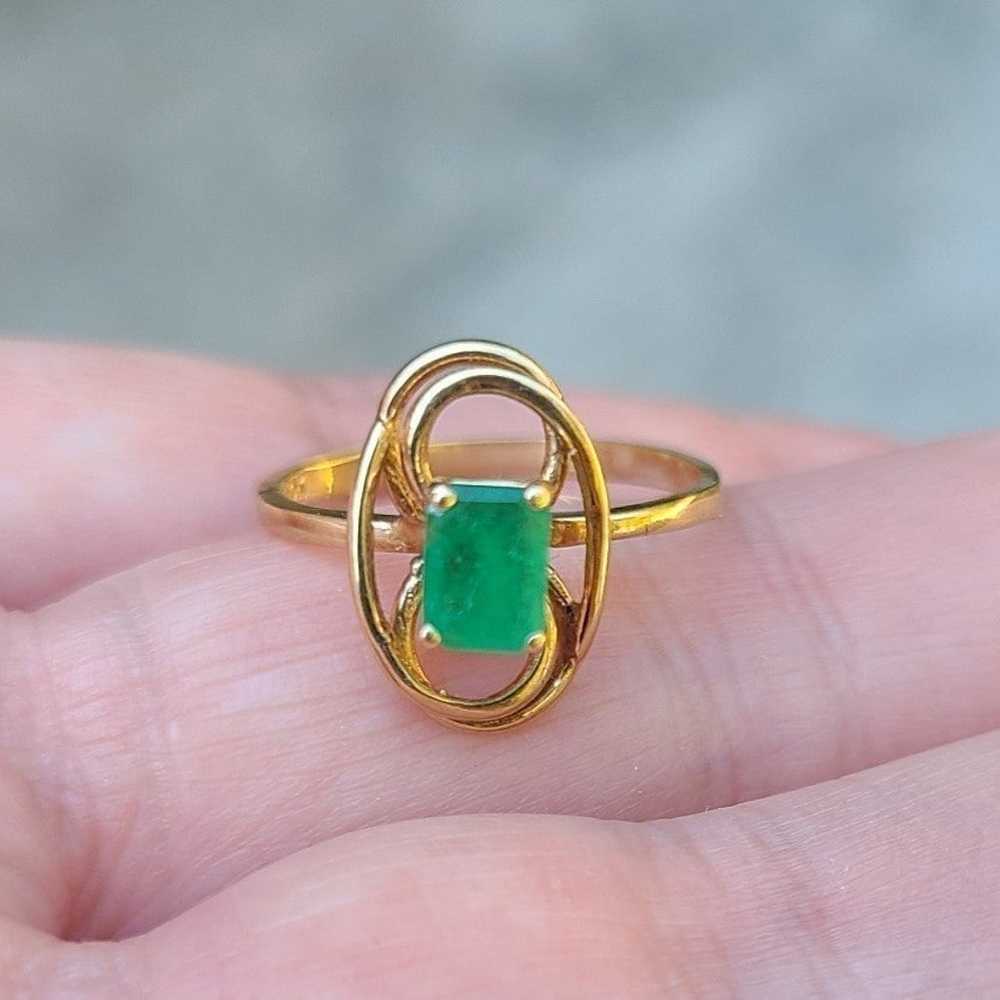 Emerald 10kt solid gold vintage ring - image 4