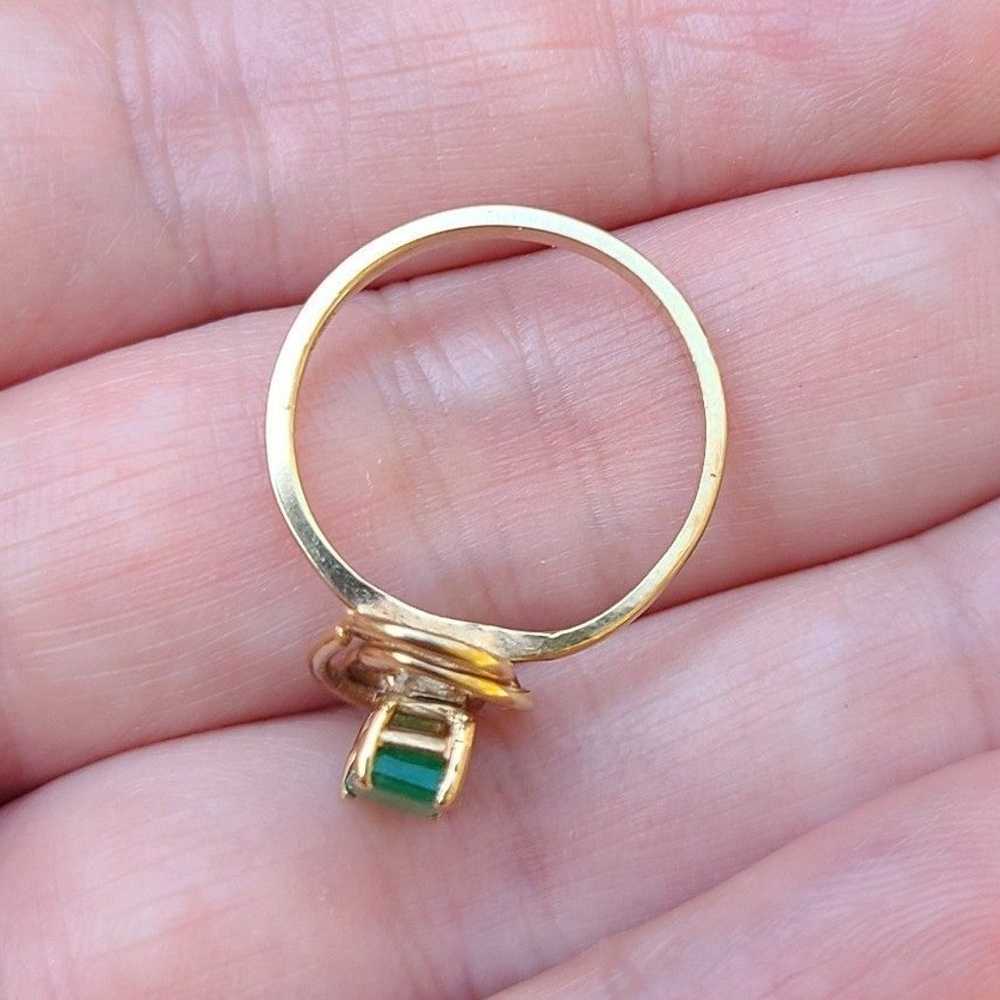 Emerald 10kt solid gold vintage ring - image 7