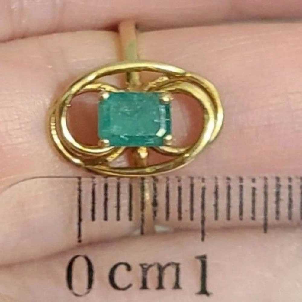 Emerald 10kt solid gold vintage ring - image 9