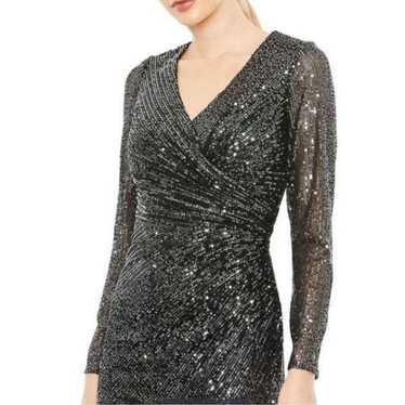 IEENA for MAC DUGGAL Black Sequin Dress