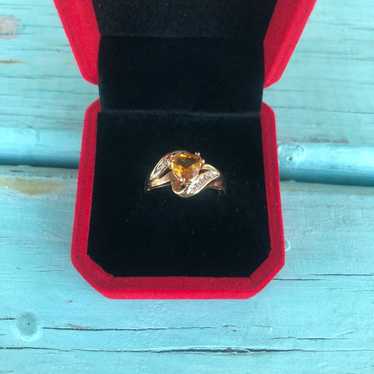 Beautiful Vintage 10k Solid Yellow Gold Citrine &… - image 1