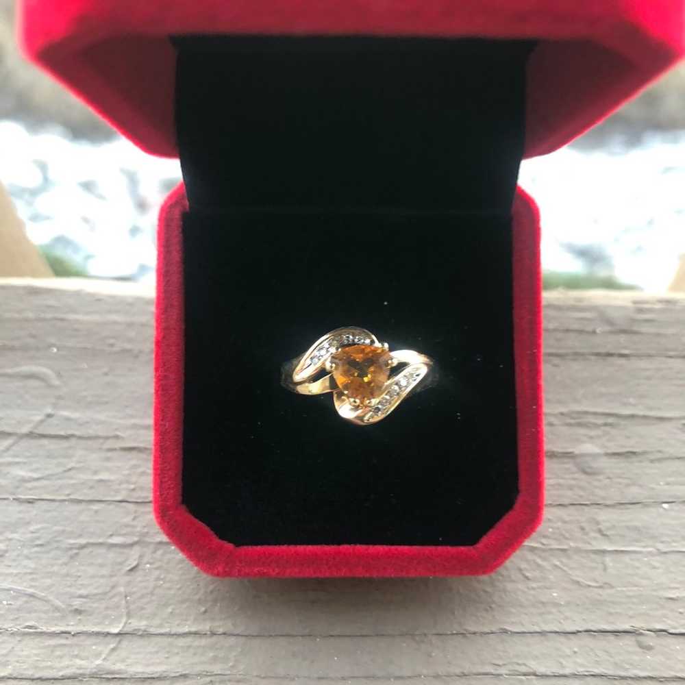 Beautiful Vintage 10k Solid Yellow Gold Citrine &… - image 2