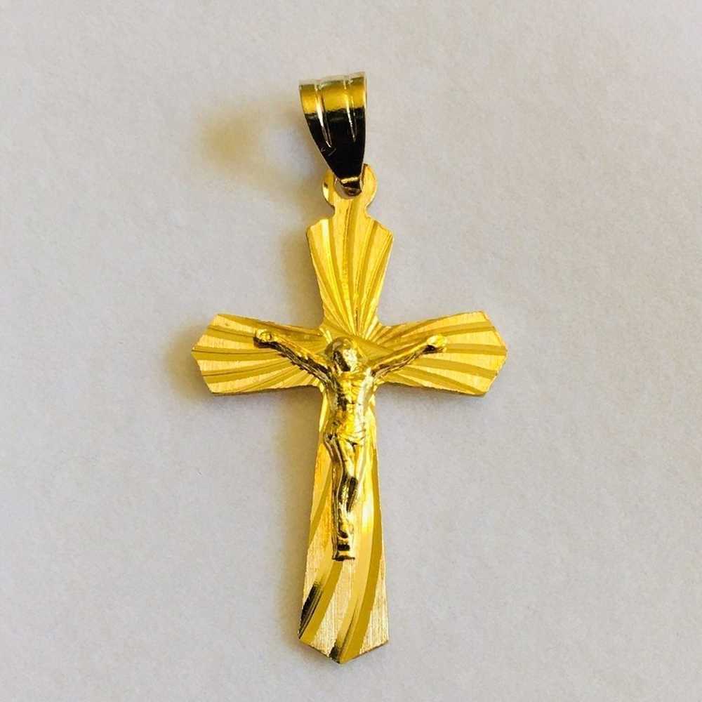 Vintage 14k solid gold Crucifix Pendant - image 1