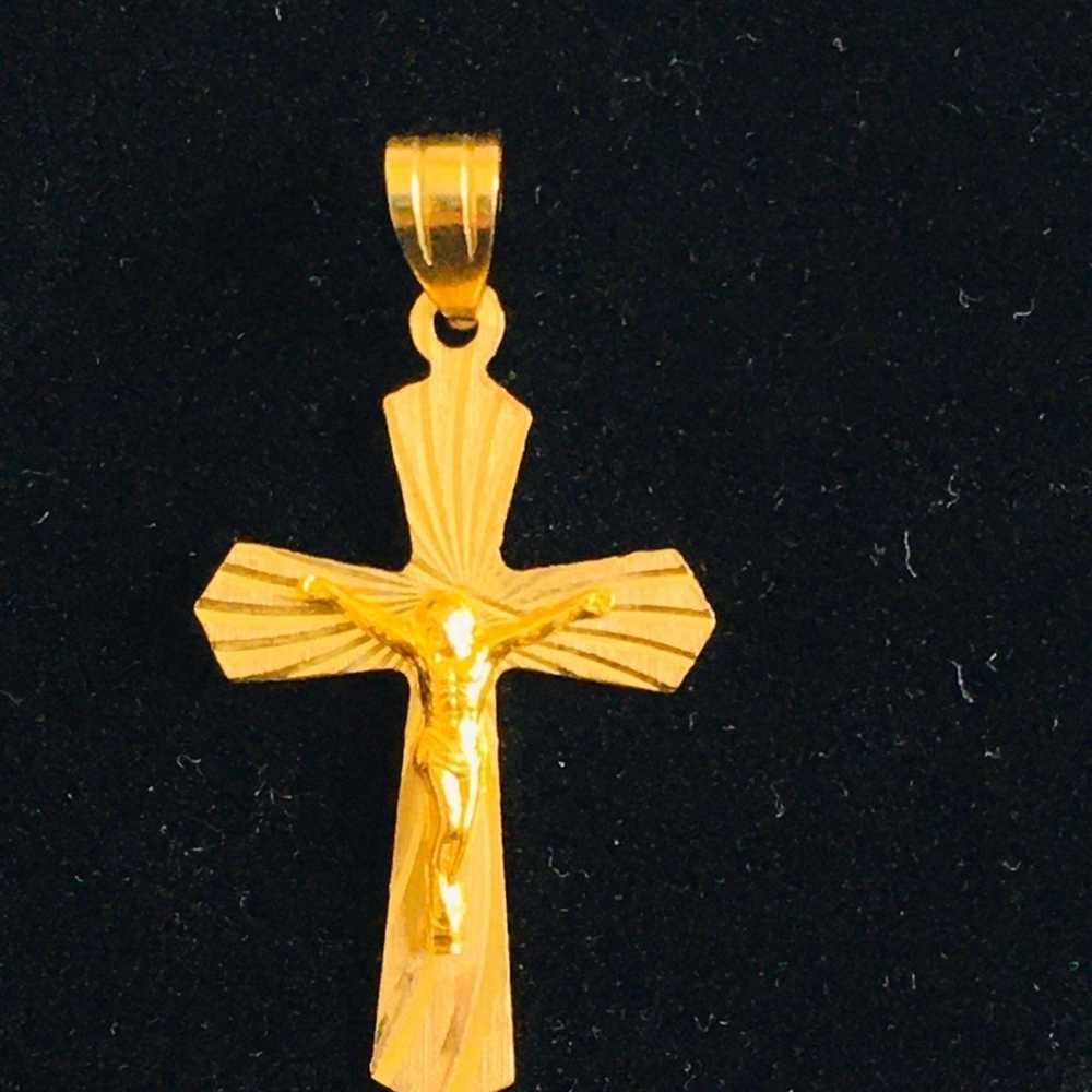 Vintage 14k solid gold Crucifix Pendant - image 2