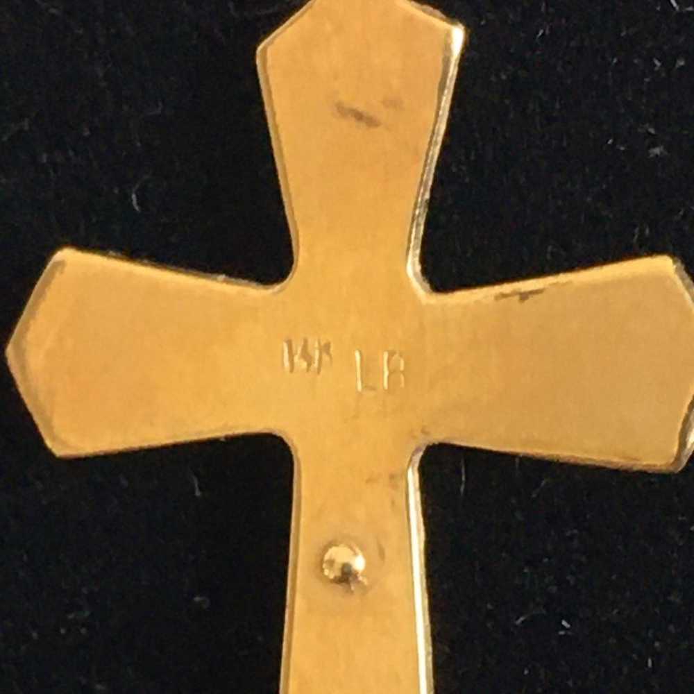 Vintage 14k solid gold Crucifix Pendant - image 5