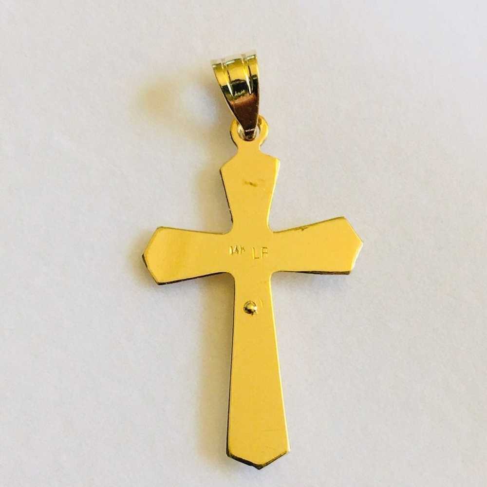 Vintage 14k solid gold Crucifix Pendant - image 7