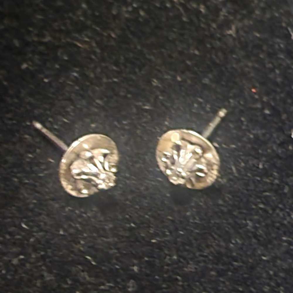 Vintage 14kt White Gold Diamond studs - image 12