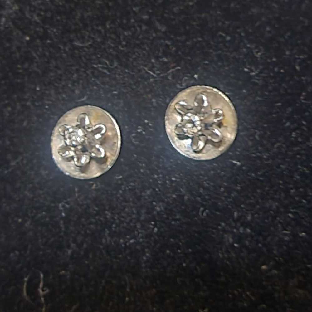 Vintage 14kt White Gold Diamond studs - image 3