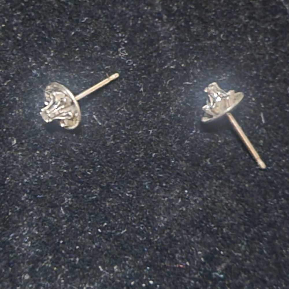 Vintage 14kt White Gold Diamond studs - image 4