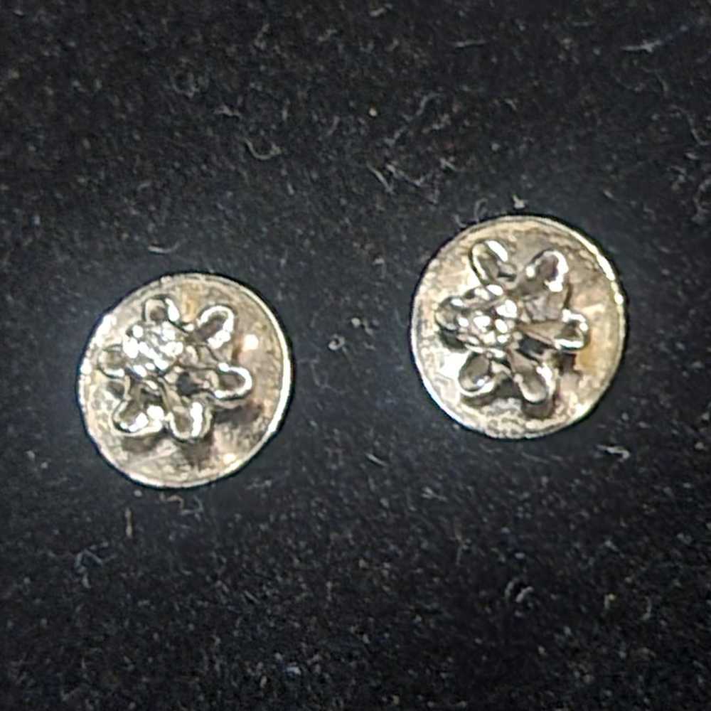 Vintage 14kt White Gold Diamond studs - image 6