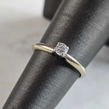 Womens Vintage Estate 14k White Gold Diamond Enga… - image 1