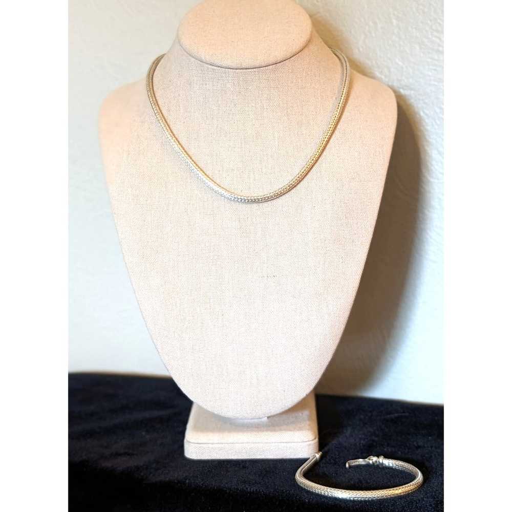 Vintage Woven Solid 925 Silver Snake Chain Neckla… - image 1