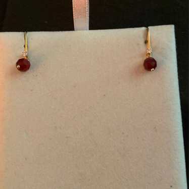 14k Faceted Ruby and Dia earrings - image 1