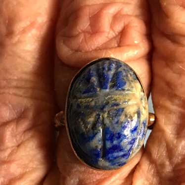 Lapis Lazuli Scarab Gold Ring