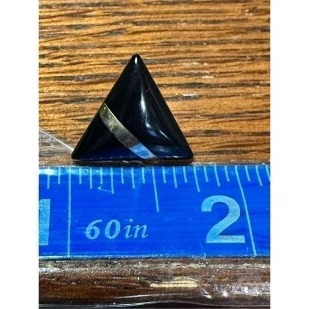 Black 14k gold triangle earrings - image 5