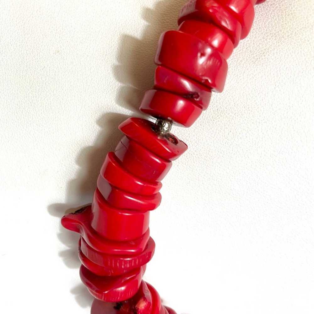 Vintage Large Chunky Graduated Red Coral Necklace… - image 4