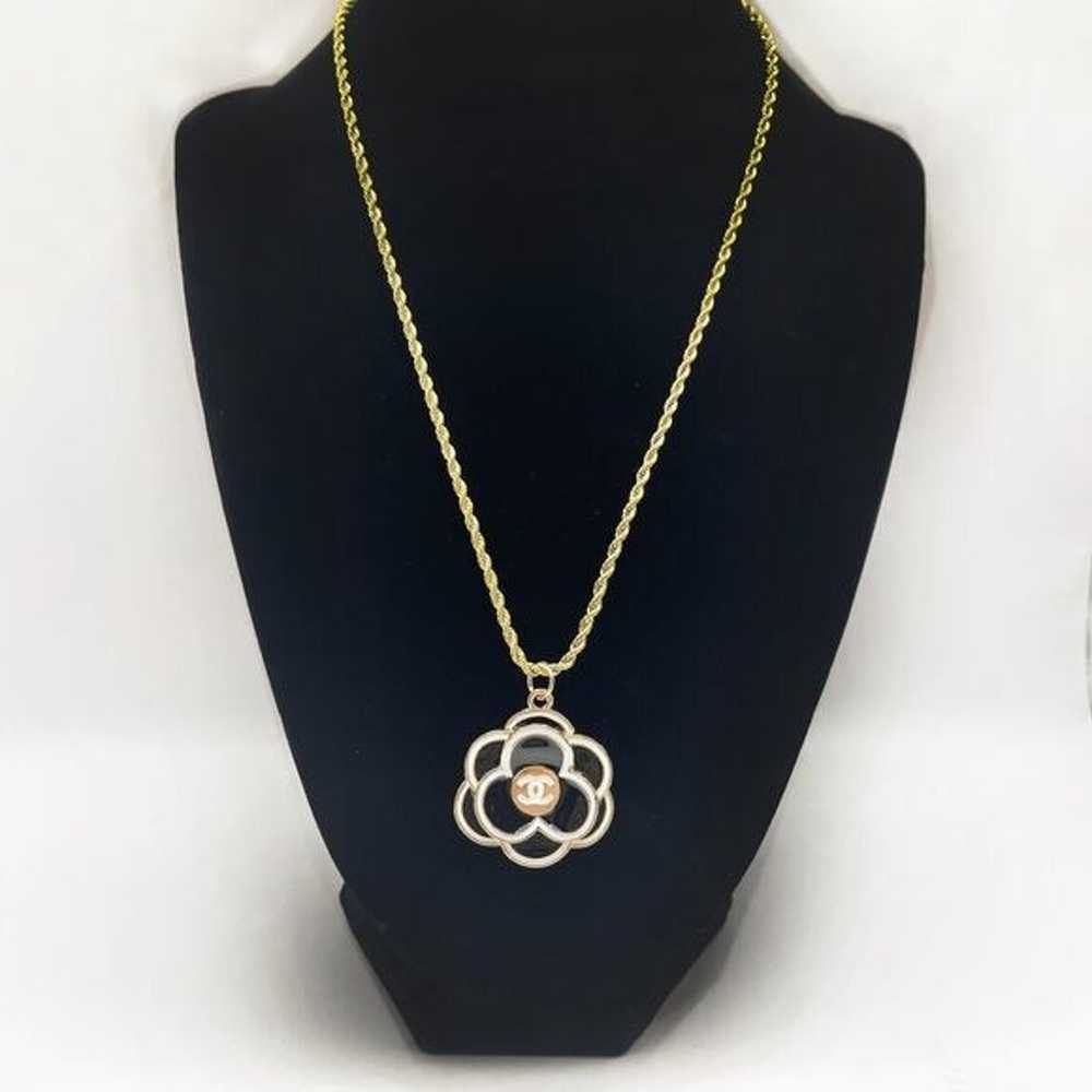 Authentic CHANEL CC Charm Pendant Camellia Black … - image 2