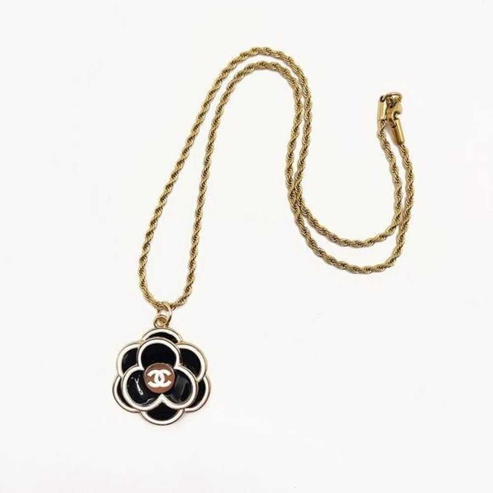 Authentic CHANEL CC Charm Pendant Camellia Black … - image 7