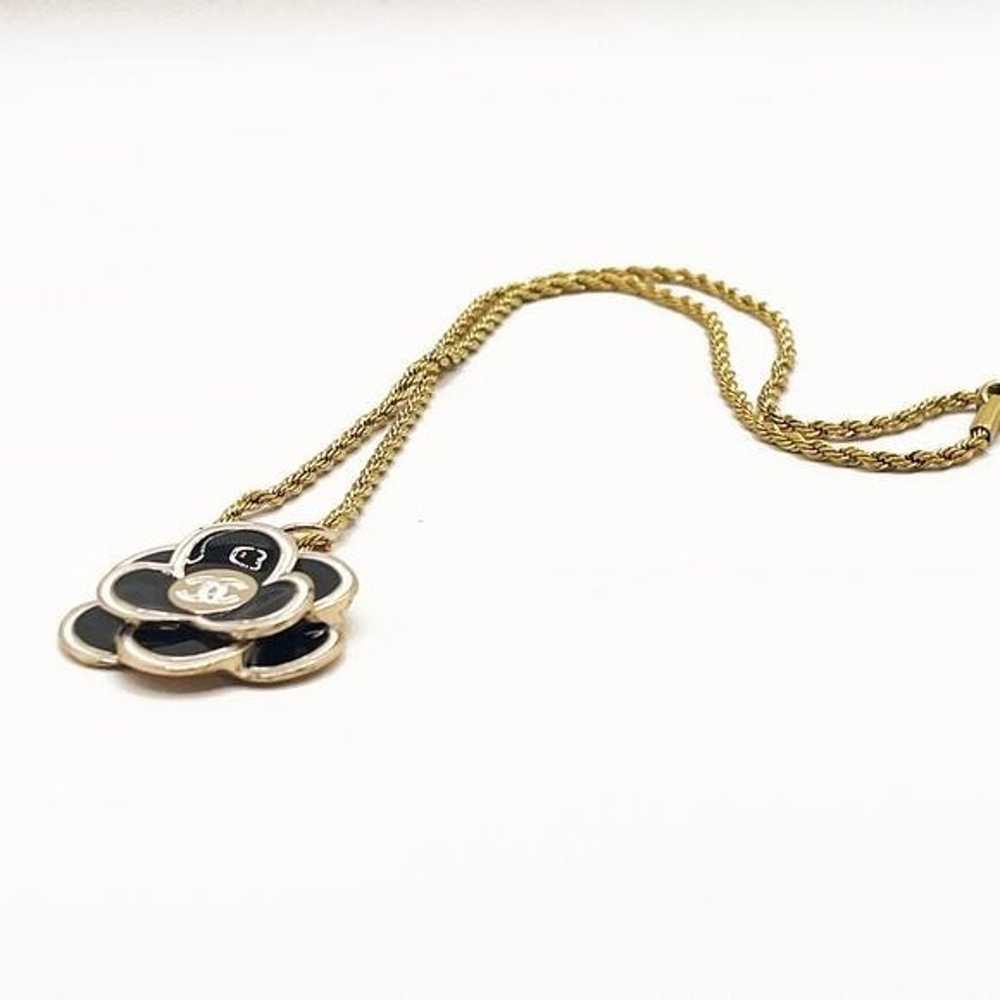 Authentic CHANEL CC Charm Pendant Camellia Black … - image 8