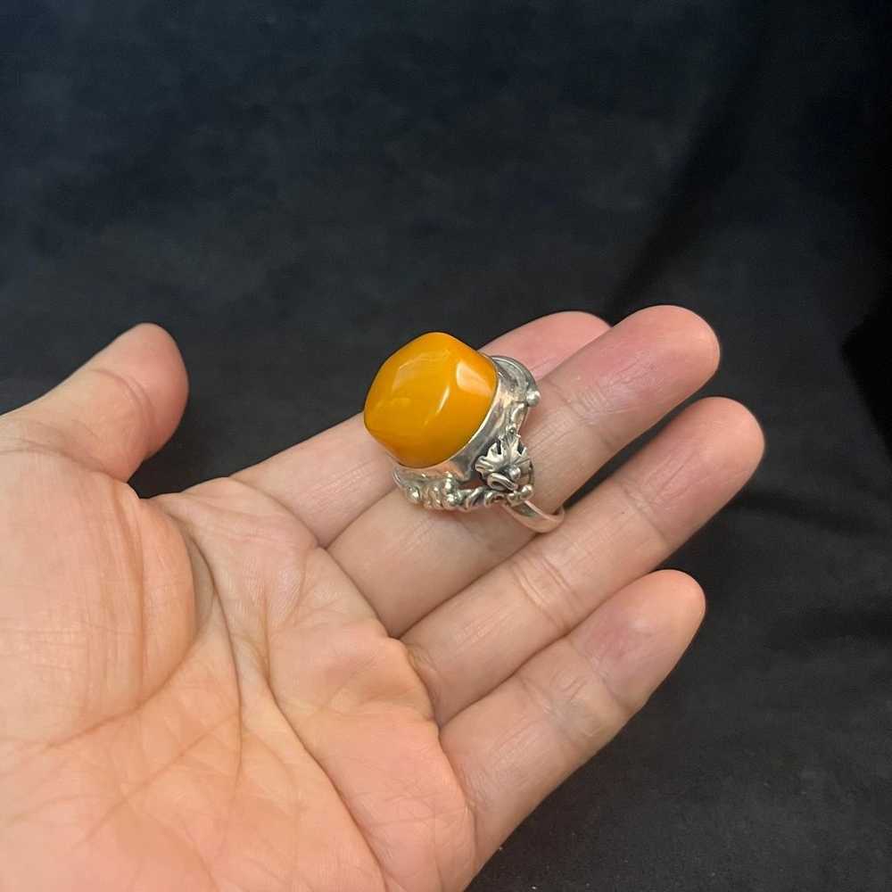 Antique Polish Amber Ring Size 6.5 - image 2