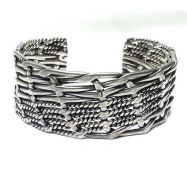 VINTAGE Woven Sterling Silver Cuff Bracelet