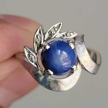 14k white gold and star sapphire ring