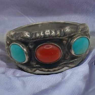 Vintage Native American Sterling Silver Turquoise… - image 1