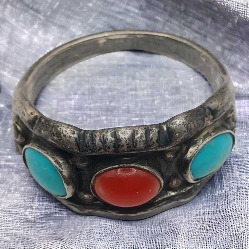 Vintage Native American Sterling Silver Turquoise… - image 2