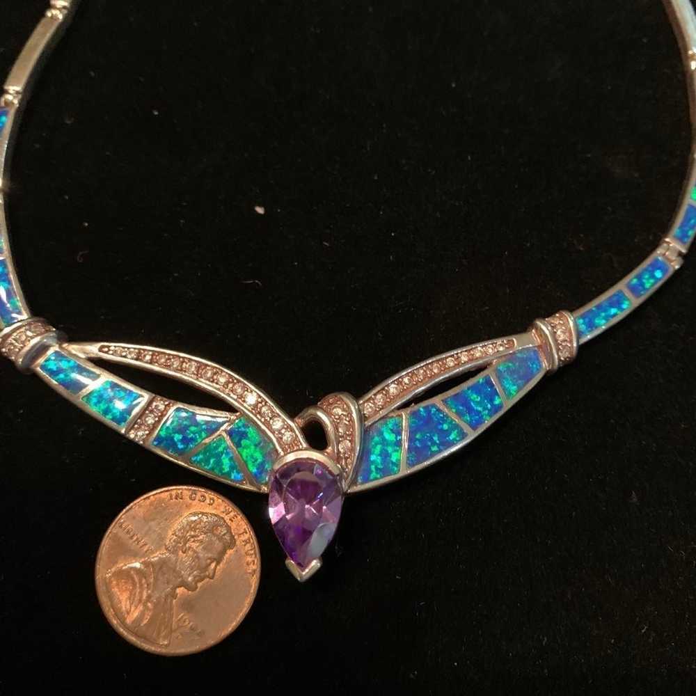 Blue fire opal necklace and bracelet - image 7